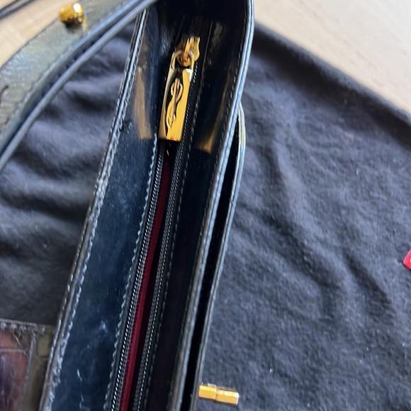 COLE HAAN Saddle Stamped Croc Handbag Purse - Picture 5 of 12